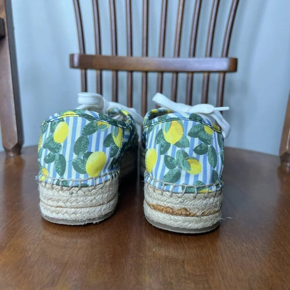 Gianni Bini Lemon Blue Stripe Espadrilles Platform Sneakers Sz 6.5 - Picture 3 of 10